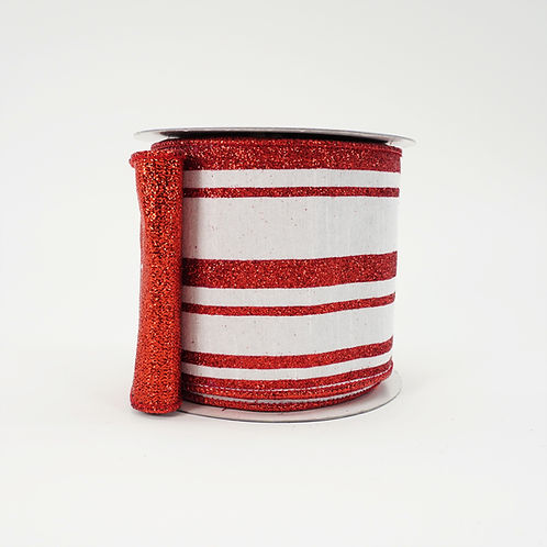 RIBBON CANDY BAR 4X10YDS RED AND WHITE