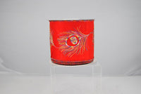 RIBBON PEACOCK EMB 4X10 RED