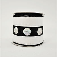 RIBBON LUSTER SEQUIN 4X10YDS BLACK AND WHITE