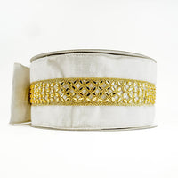 RIBBON 4X10YDS JEWELED LACE IVORY