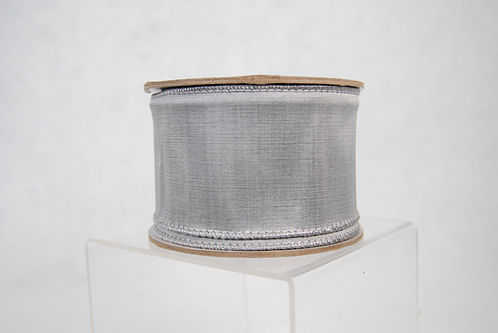 RIBBON TAFFETA WIRED 2.5X10YD PEWTER