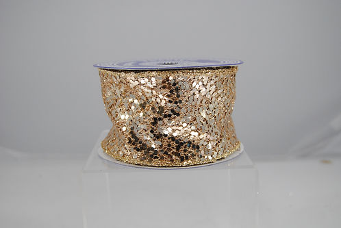 RIBBON MEGA GLITTER 2.5X10YDS PLATINUM