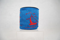 RIBBON SAILBOAT EMB 4X10YDS BLUE AND RED