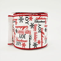 RIBBON SEASONS GREETINGS 4X10YDS WHITE