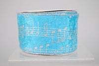 RIBBON 2.5X10YDS MUSIC NOTES AQUA