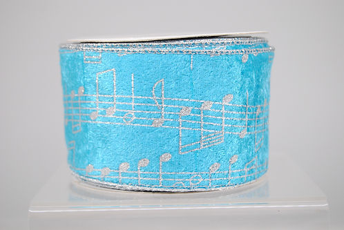 RIBBON 2.5X10YDS MUSIC NOTES AQUA