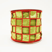 RIBBON CHECKS CUTOUT 4X5YDS LIME AND RED