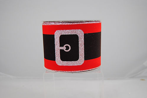 RIBBON SANTA'S BELT 4X10 RED/SIL