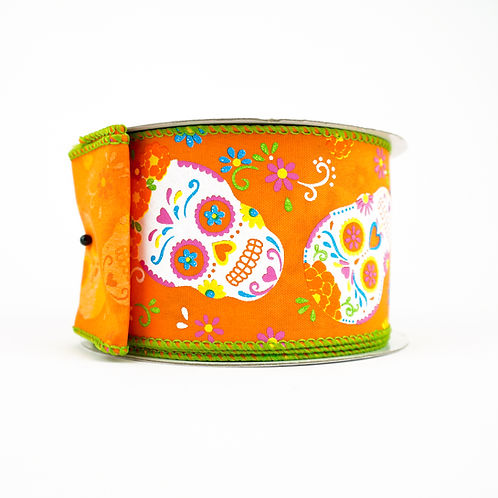 RIBBON 2.5" X 10YDS DAY OF DEAD ( 4 COLORS )