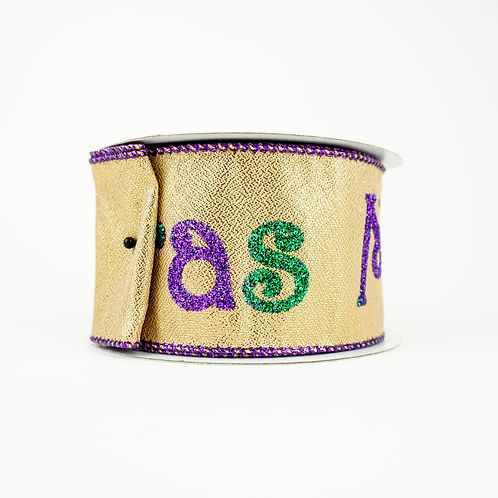 RIBBON 2.5X10YDS MARDI GRAS GOLD