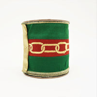RIBBON CHIC CHAIN WITH GOLD BACK 4X10YDS GREEN AND RED