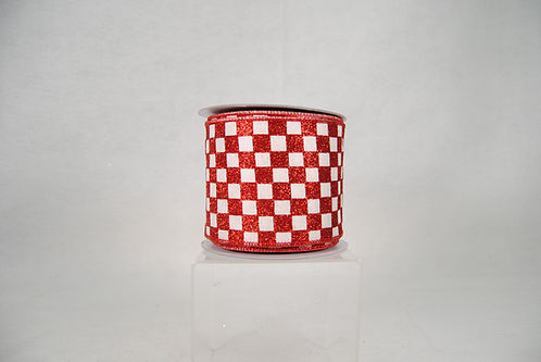 RIBBON LITTLE CHECKS 4X10 RED/WHT