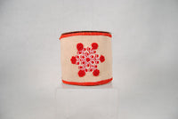 RIBBON 4X5YDS EMBROIDER SNOWFLAKE NATURAL