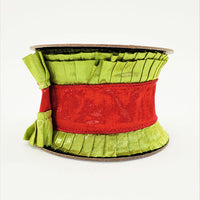 RIBBON RUFFLE BORDER 4X10YDS RED AND LIME