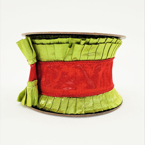 RIBBON RUFFLE BORDER 4X10YDS RED AND LIME