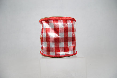 RIBBON METALLIC CHECKS 4X10 RD/SI