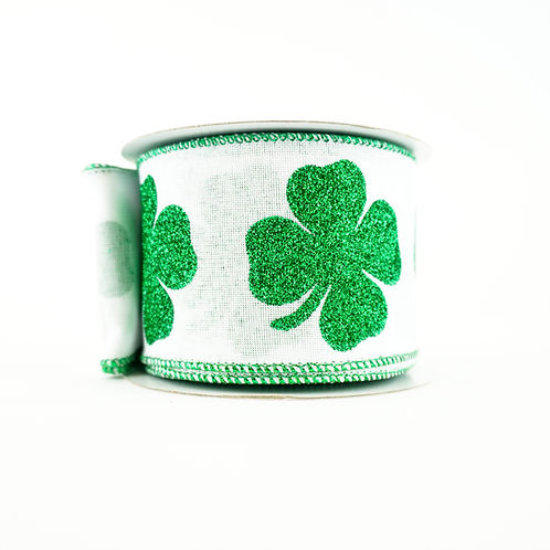 RIBBON 2.5X10YDS GREEN AND WHITE