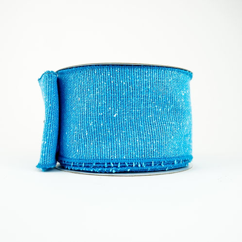 RIBBON 2.5X10YDS FAUX LINEN BLUE