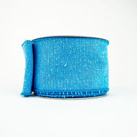 RIBBON 2.5X10YDS FAUX LINEN BLUE