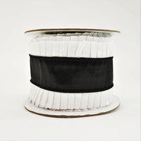 RIBBON RUFFLE BORDER 4X10YDS BLACK AND WHITE