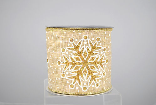 RIBBON GLITTER SNOWFLAKE 4X10 GLD