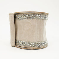 RIBBON ROYAL LAUREL BORDER 4X5YDS PLATINUM WITH JEWELS
