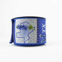 RIBBON 2.5X10YDS TEXAS BLUEBONNET WITH BLUE AND WHITE