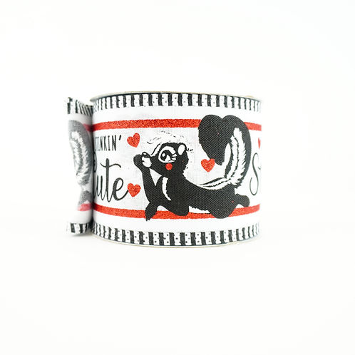 RIBBON 2.5" X 10YDS "SO STINKIN' CUTE" WHITE