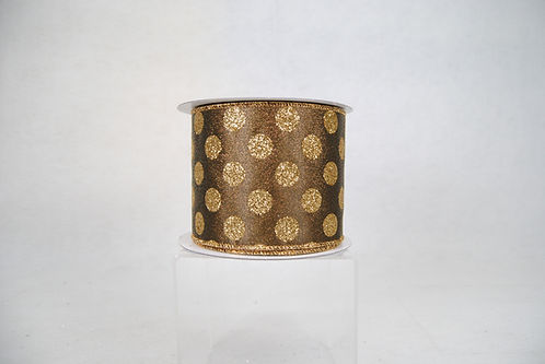 RIBBON GLIT POLKA DOTS 4X10 CHOC/