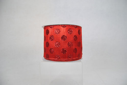 RIBBON GLIT POLKA DOTS 4X10 RED