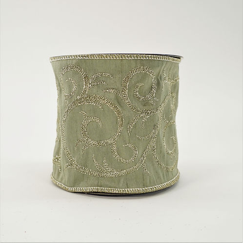 RIBBON SCROLL ZARI EMP 4"X5YD GREEN