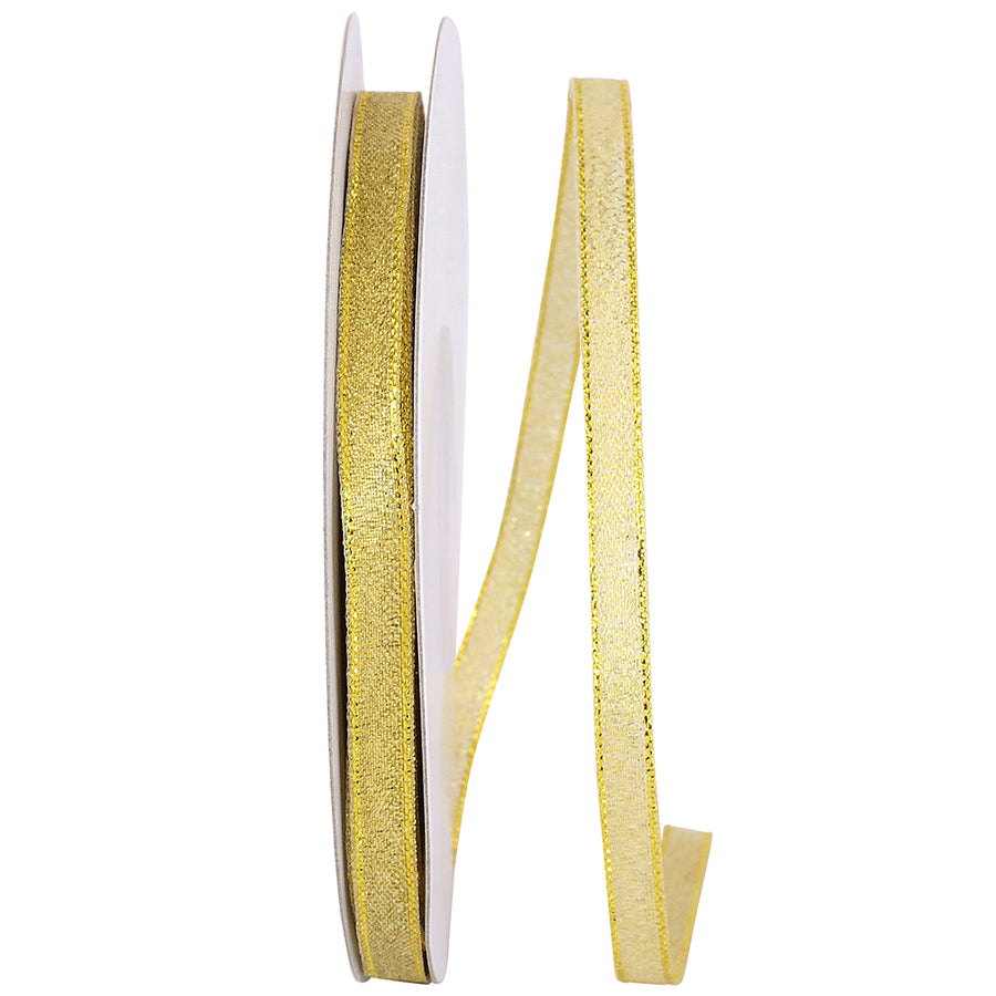 Gold Woven Shimmer Ribbon 1/4 Inch for Wreaths and Bows