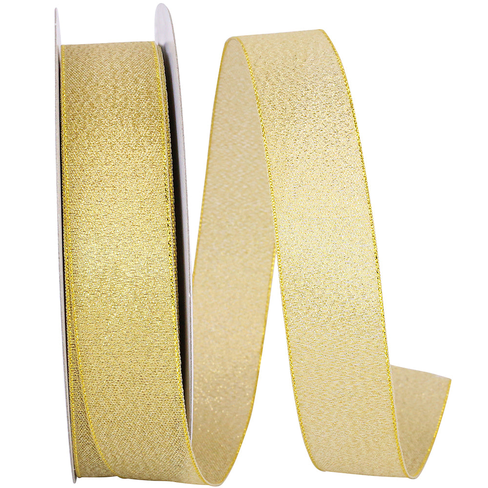 Gold 7/8 Inch Woven Shimmer Ribbon for Wreaths and Bows