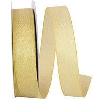 Gold 7/8 Inch Woven Shimmer Ribbon for Wreaths and Bows