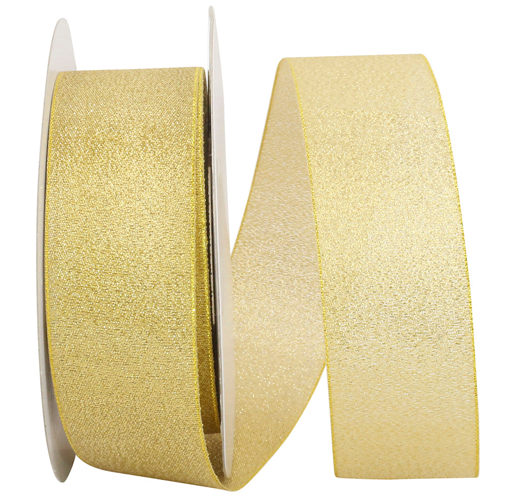Gold Woven Shimmer Ribbon 1-1/2 Inch for Wreaths and Bows
