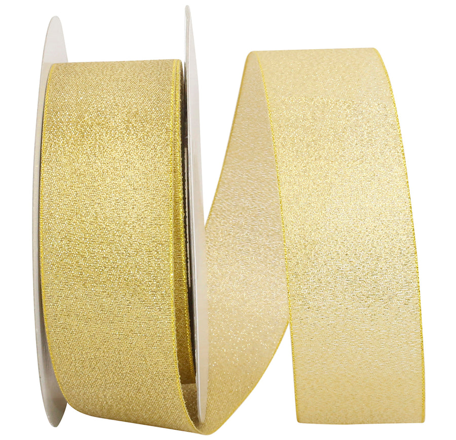 Gold Woven Shimmer Ribbon 1-1/2 Inch for Wreaths and Bows