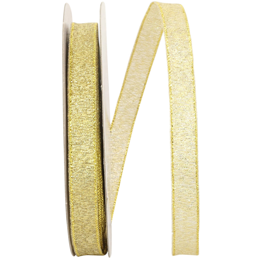 Gold Woven Shimmer Ribbon 3/8 Inch for Wreaths and Bows