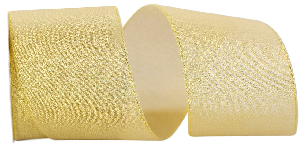 Gold Woven Shimmer Ribbon 2-1/2 Inch for Wreaths and Bows