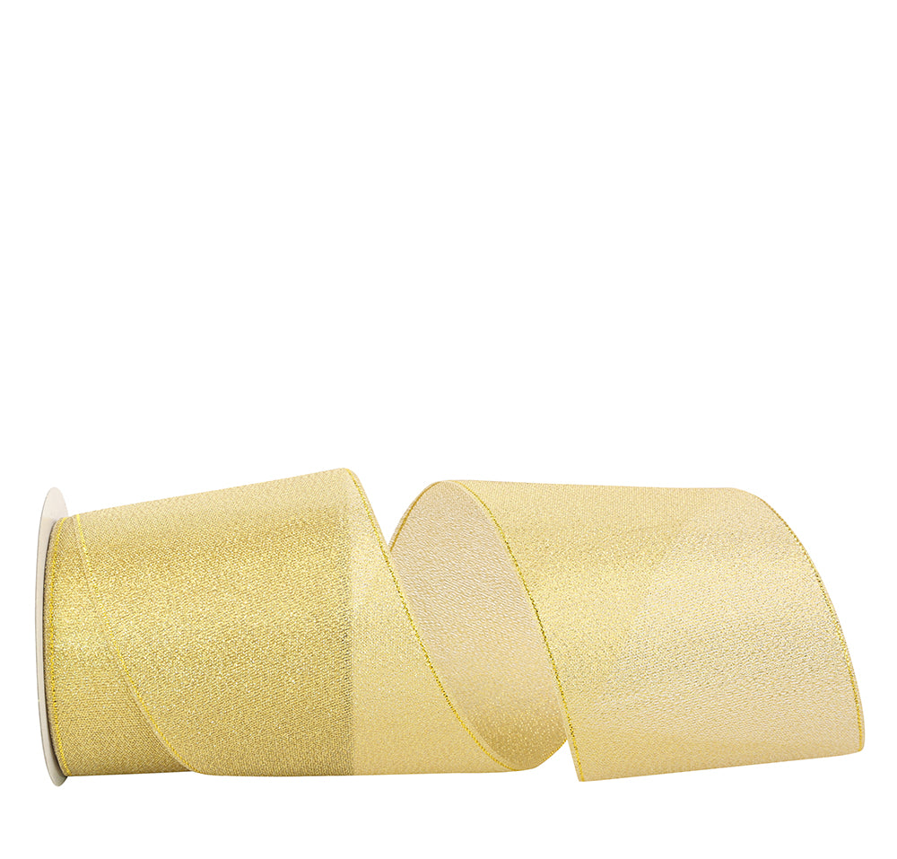 Gold Woven Shimmer Ribbon 3 Inch for Wreaths and Bows