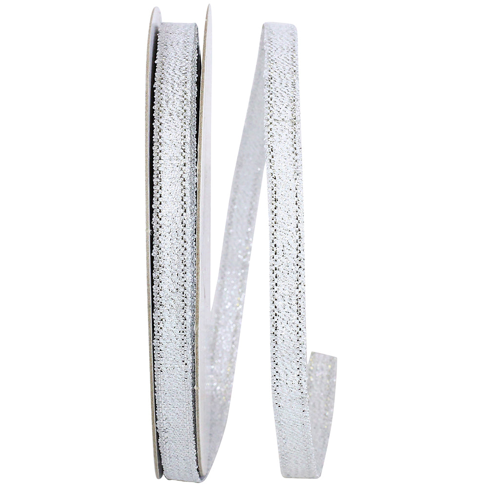 Silver Woven Shimmer Ribbon 1/4 Inch for Wreaths and Bows
