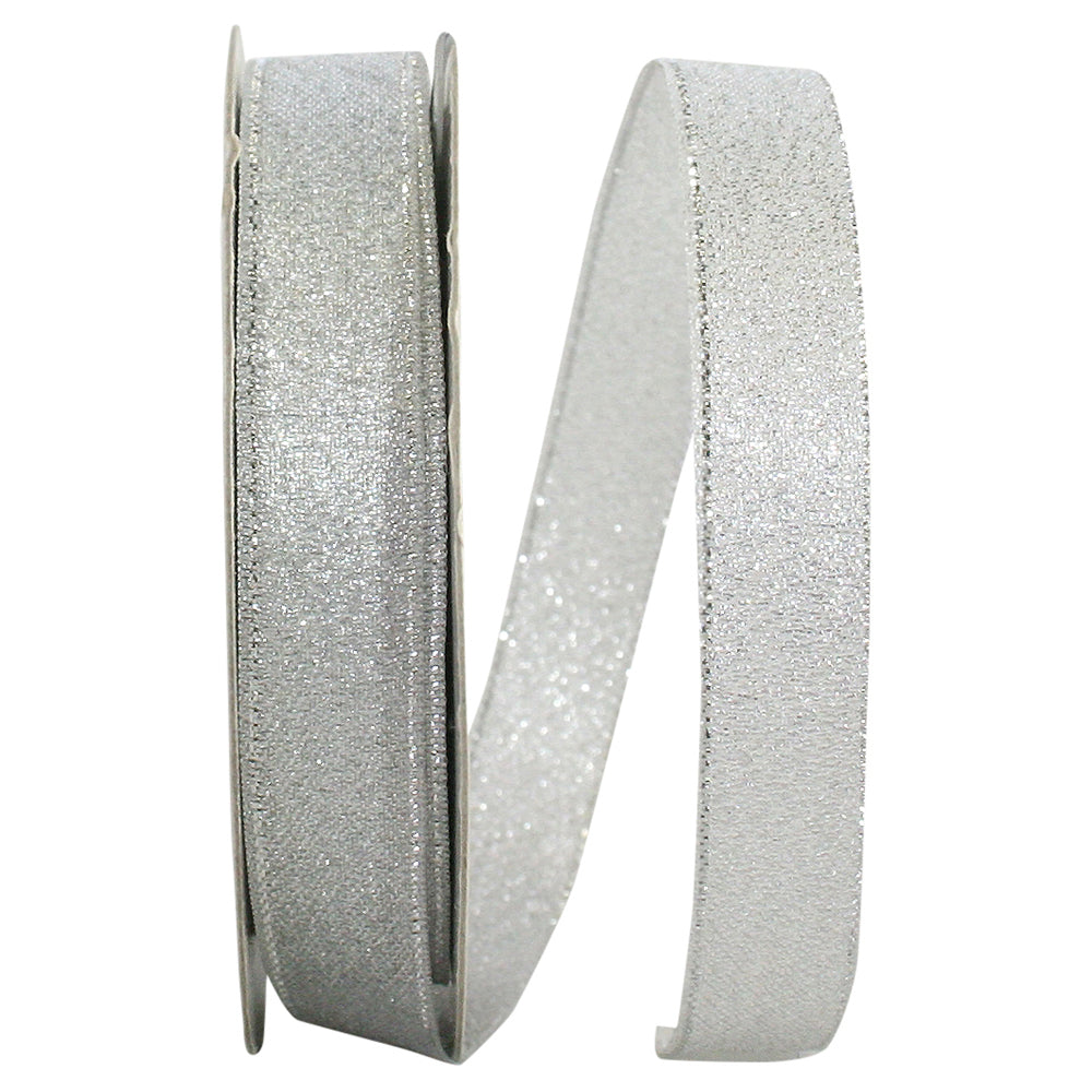 Silver Woven Shimmer Ribbon 5/8 Inch for Wreaths and Bows