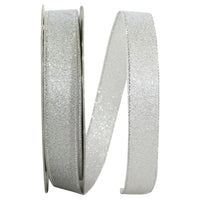 Silver Woven Shimmer Ribbon 5/8 Inch for Wreaths and Bows