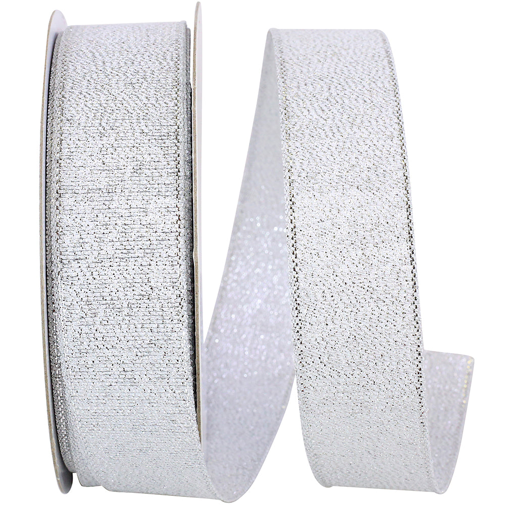 Silver Woven Shimmer Ribbon 7/8 Inch for Wreaths and Bows