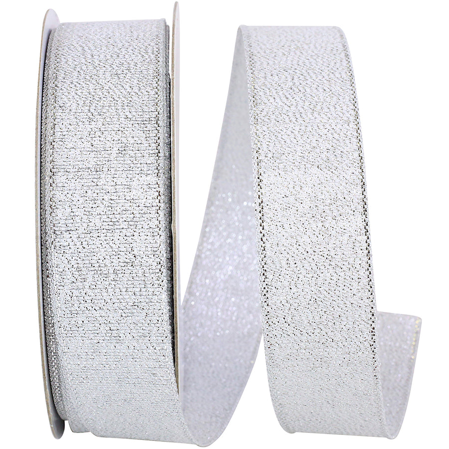 Silver Woven Shimmer Ribbon 7/8 Inch for Wreaths and Bows