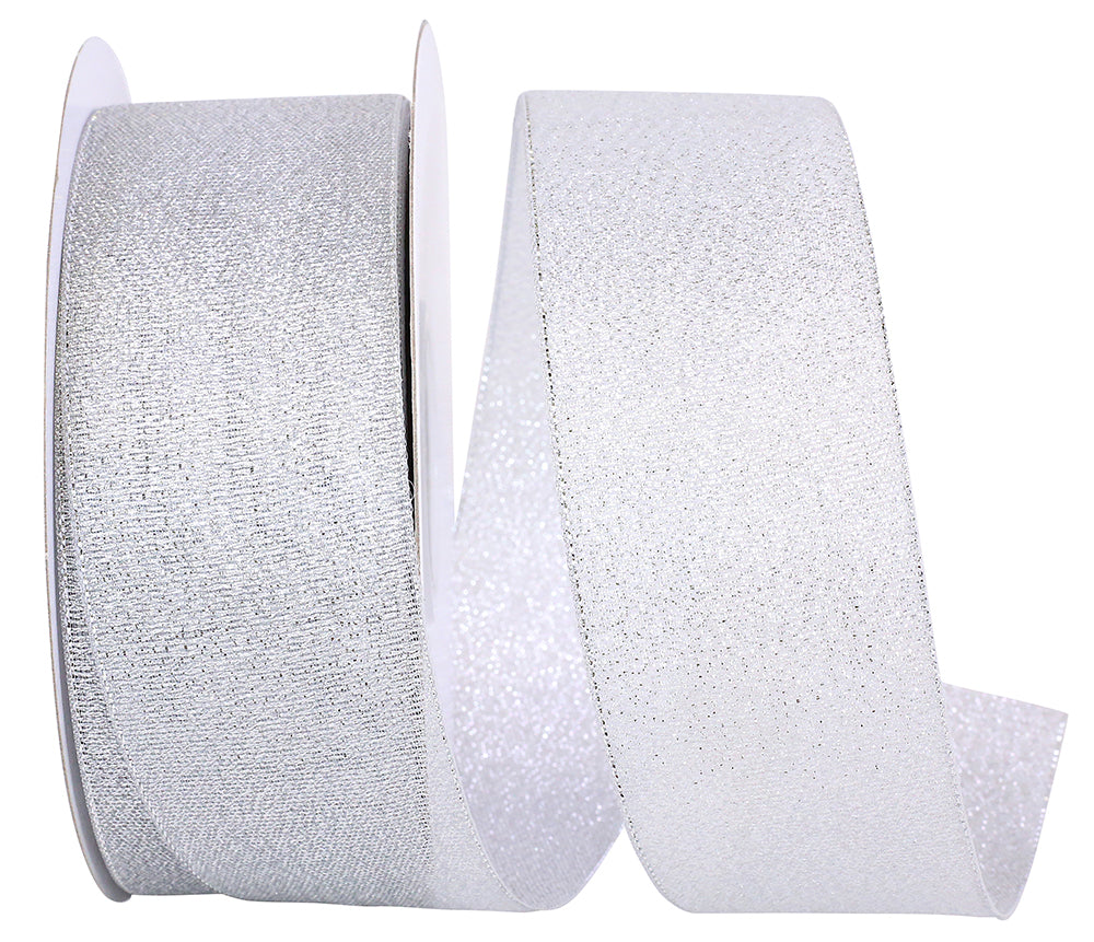 Silver Woven Shimmer Ribbon 1-1/2 Inch for Wreaths