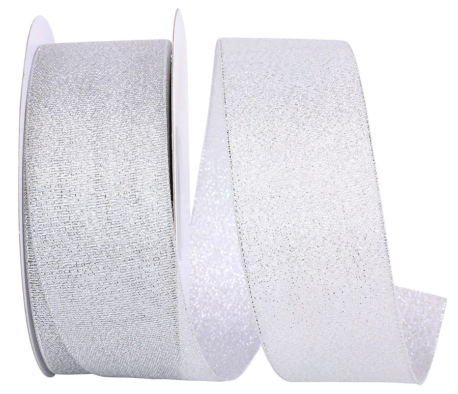 Silver Woven Shimmer Ribbon 1-1/2 Inch for Wreaths