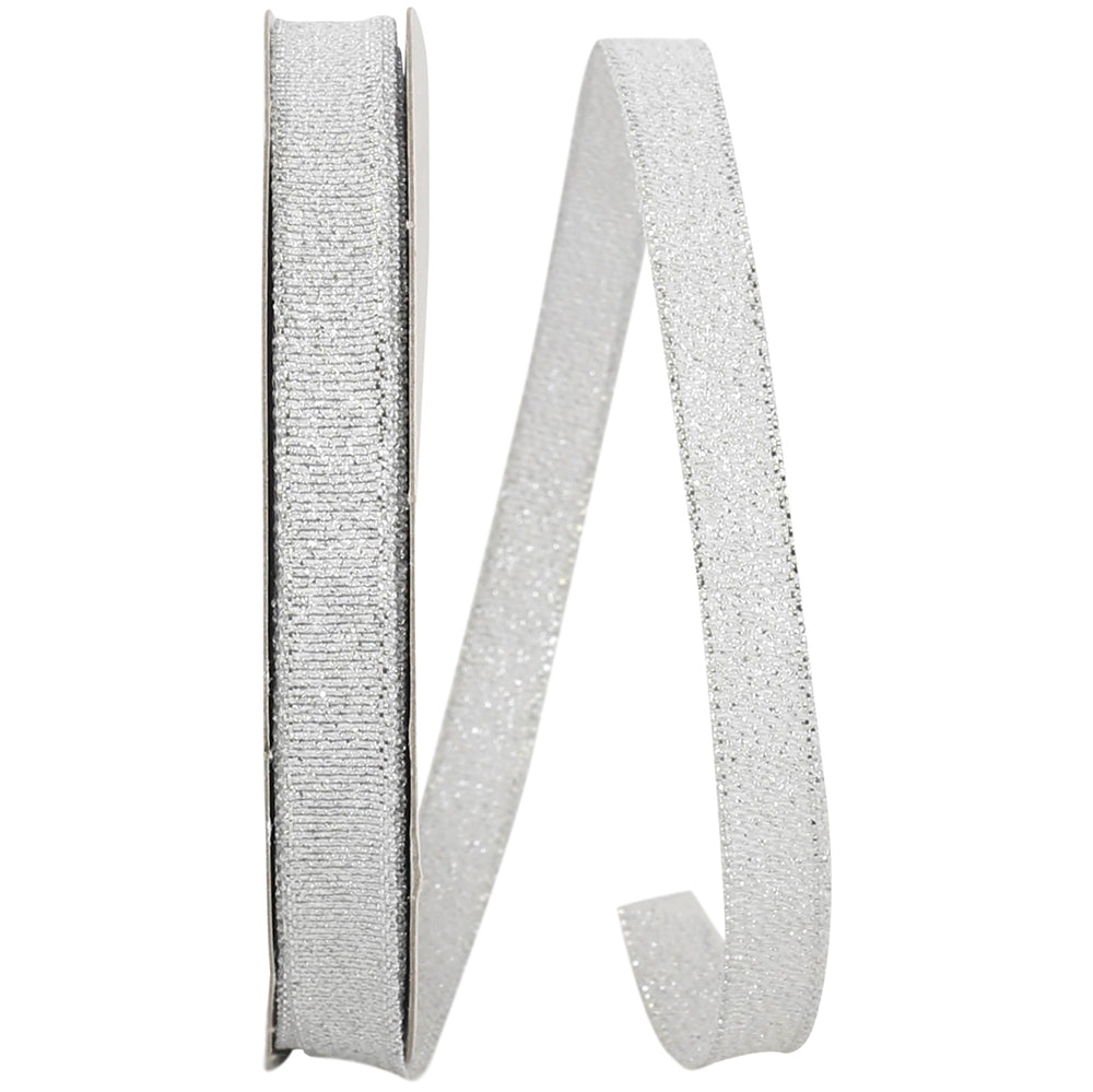 Silver Woven Shimmer Ribbon 3/8 Inch for Wreaths and Bows