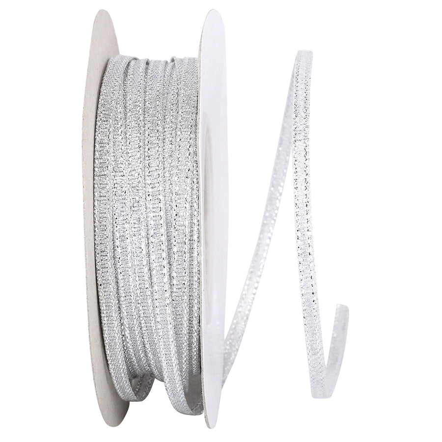 Silver 1/8 Inch Woven Shimmer Ribbon for Bows and Wreaths