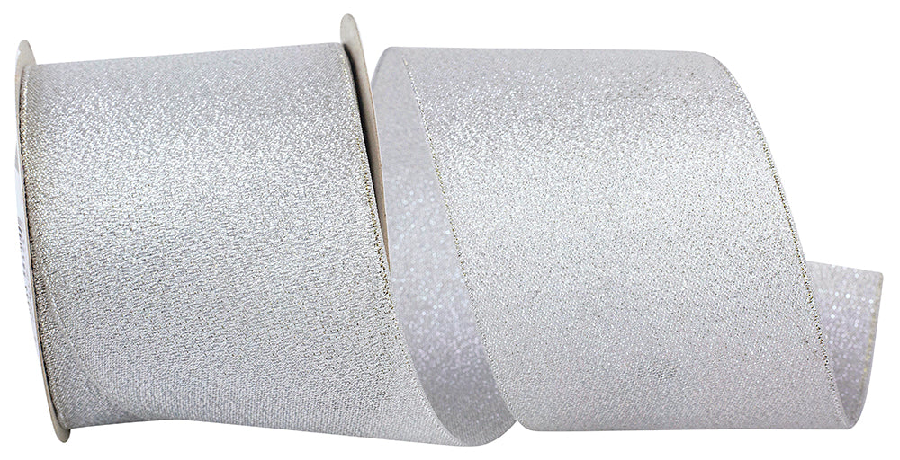 Silver Woven Shimmer Ribbon 2-1/2 Inch for Wreaths