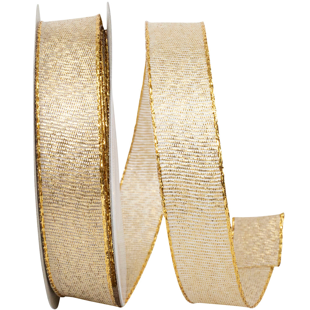 Glimmer Wired Edge Ribbon Gold 5/8 Inch for Wreaths